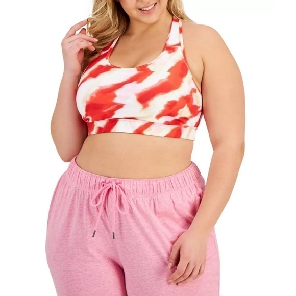 ID Ideology Women Plus Size Printed Medium-
Impact Sports athletic Bra Red - Picture 3 of 9